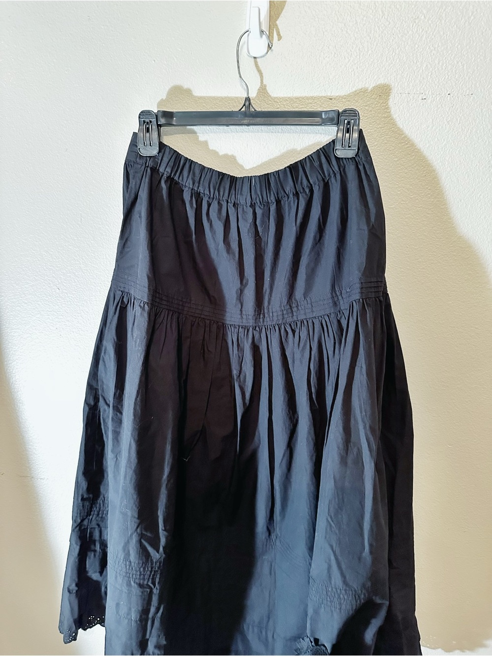 Quince Black Tiered A-Line Skirt with Scalloped Hem - Picture 3 of 7